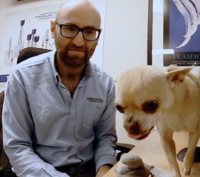 Design Engineer, Martin Jewkes-Yale and his chihuahua, Titus